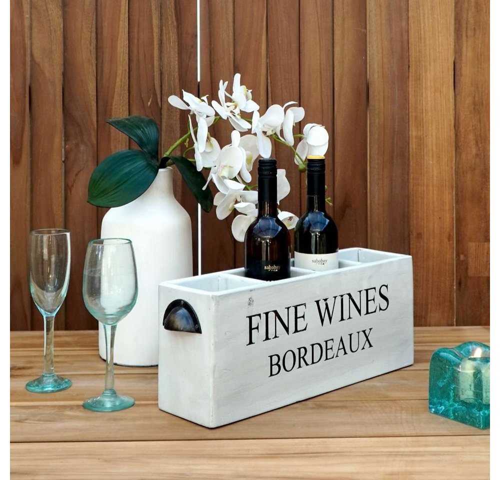 LebensWohnArt Weinregal Dekorative Flaschenbox CHATEAU 45cm antik-weiss Mahagony Bild 4