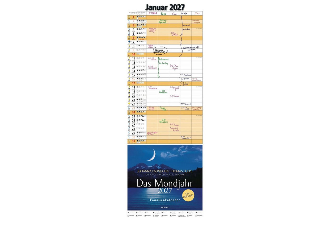 Mosaik-Meister Wandkalender Das Mondjahr 2027 - Familienkalender