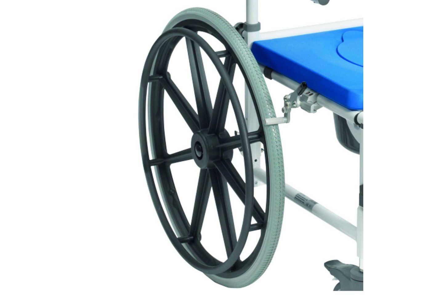 Drive Medical Dusch-Toilettenrollstuhl Drive Medical Aston 24 Dusch-Toilettenrollstuhl mit 24-Zoll-Rädern, mit Toilettenfunktion, 24-Zoll-Antriebsräder