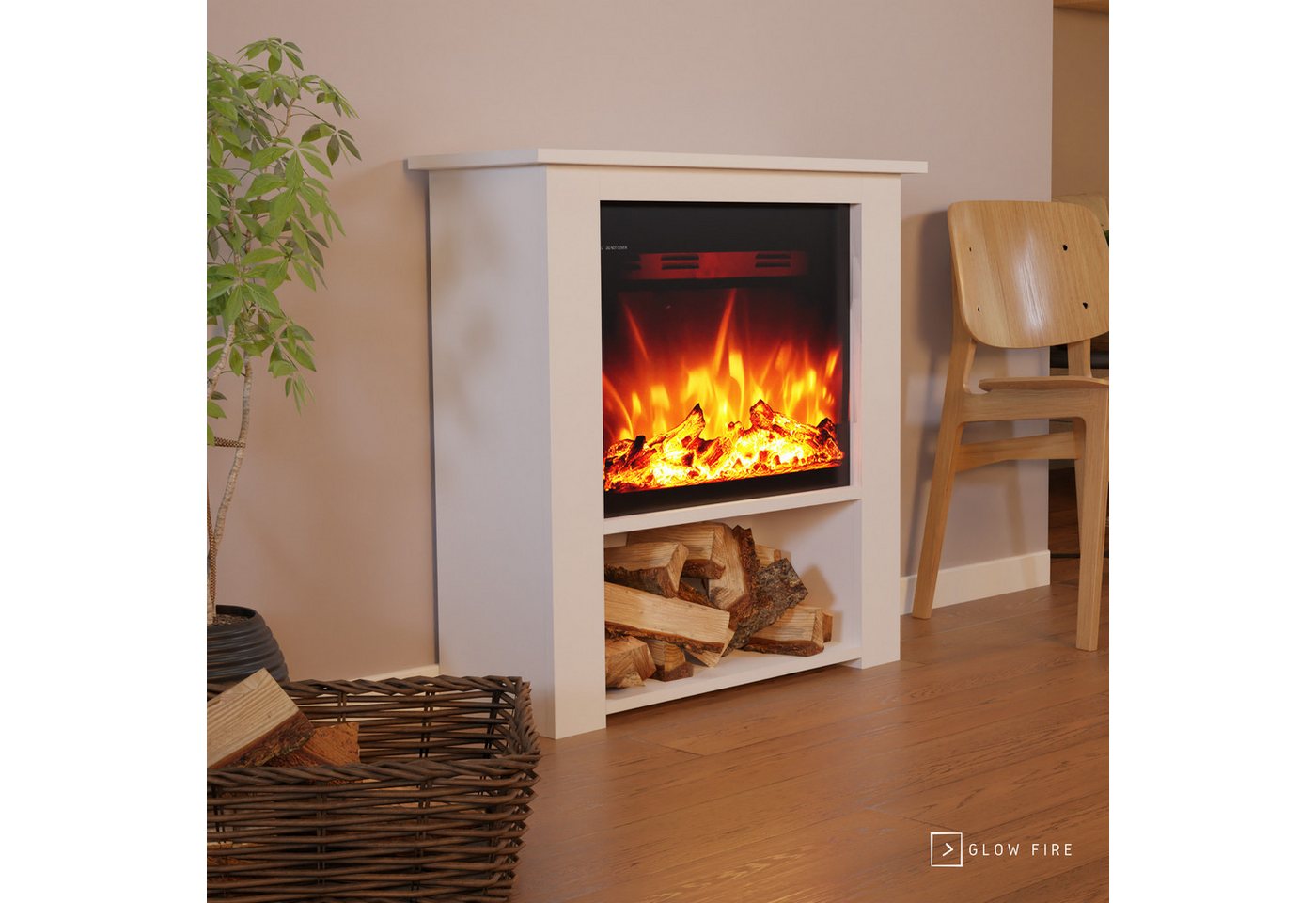 GLOW FIRE Elektrokamin THEBE LED Kamin mit Heizung, Standkamin, Elektrischer Kamin mit 3-fach Farbwechsler und Knisterfunktion Bild 2