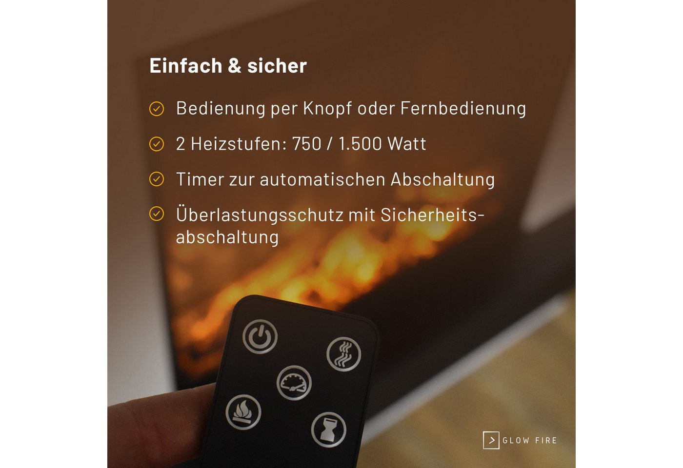 GLOW FIRE Elektrokamin THEBE LED Kamin mit Heizung, Standkamin, Elektrischer Kamin mit 3-fach Farbwechsler und Knisterfunktion Bild 5