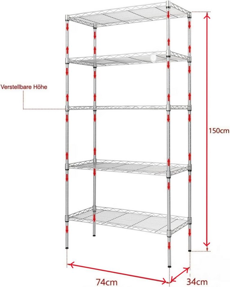 VINGLI Regal Standregal aus Eisen​, Küchenregal 5/6 Ablagen, Modern Bild 5