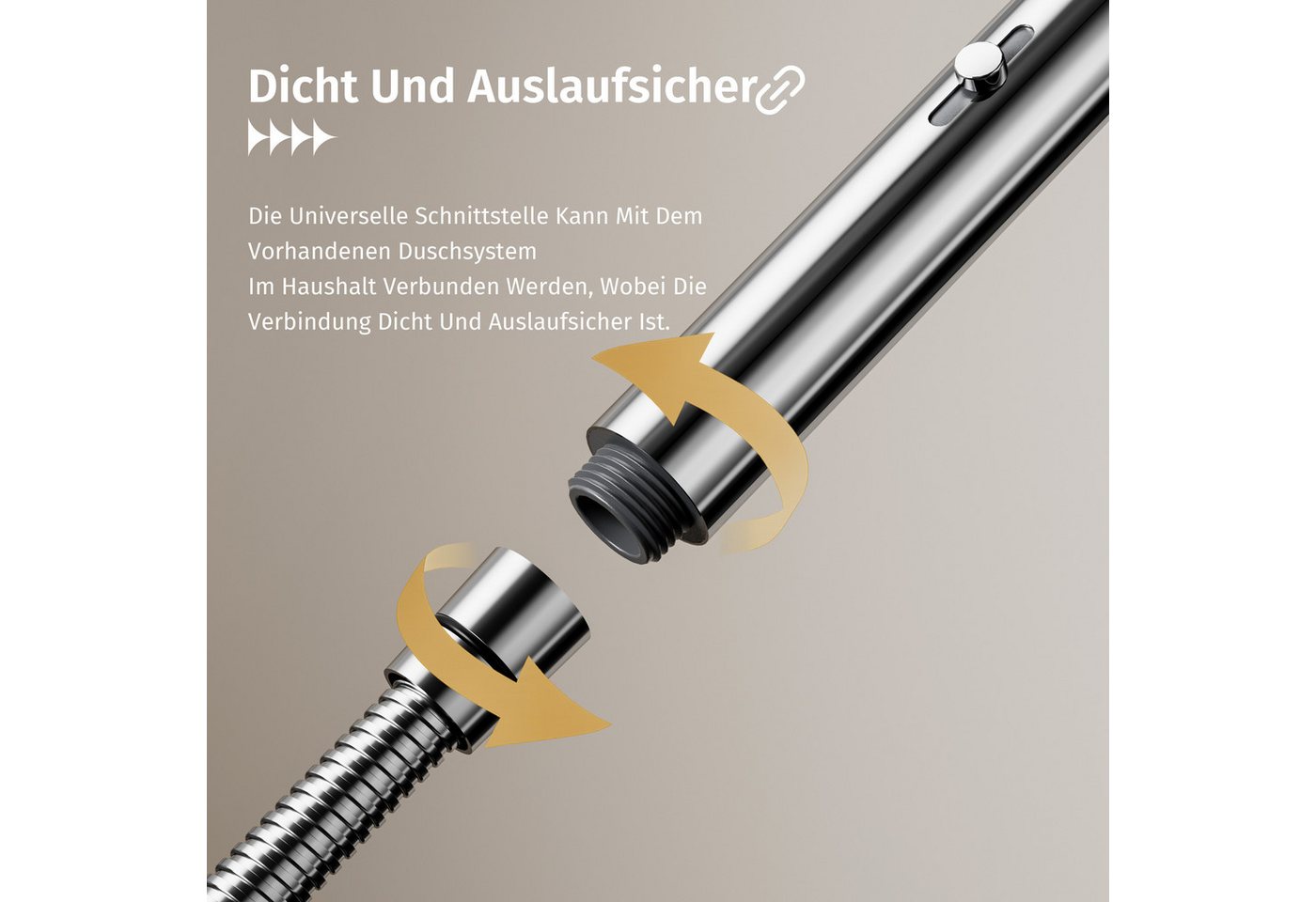 Oihpaw Handbrause mit Schlauch & Halterung – 2 Modi, Edelstahl, (1-tlg), Runder Handbrausekopf, Pflegeleichte Silikondüse