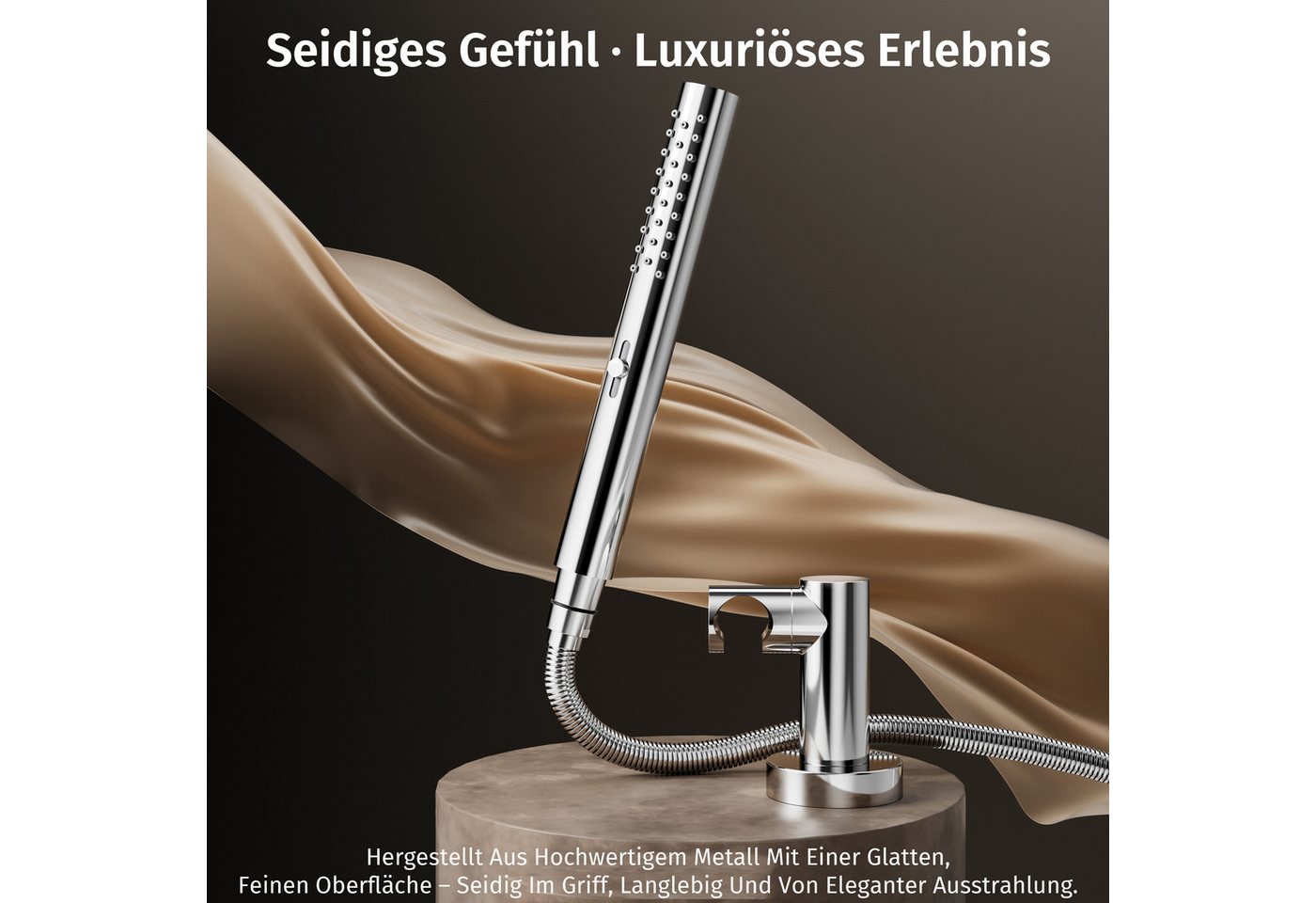 Oihpaw Handbrause mit Schlauch & Halterung – 2 Modi, Edelstahl, (1-tlg), Runder Handbrausekopf, Pflegeleichte Silikondüse Bild 5