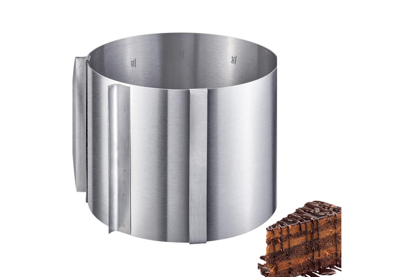 WESTMARK Backform Extra hoch: 15 cm, Ø 16 - 30 cm, Mit Skala, Rostfreier Edelstahl