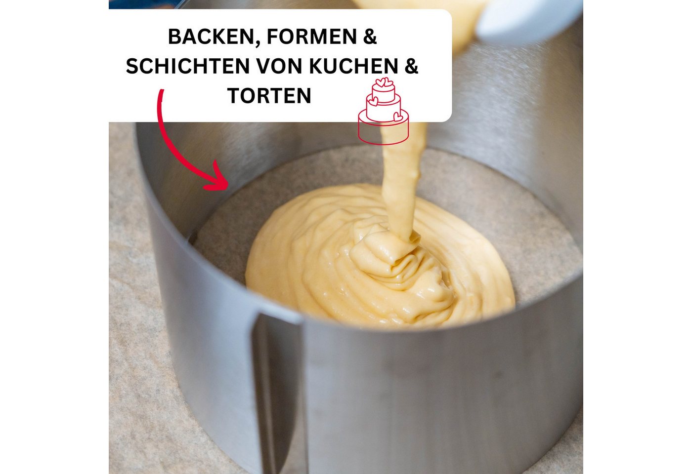 WESTMARK Backform Extra hoch: 15 cm, Ø 16 - 30 cm, Mit Skala, Rostfreier Edelstahl Bild 2