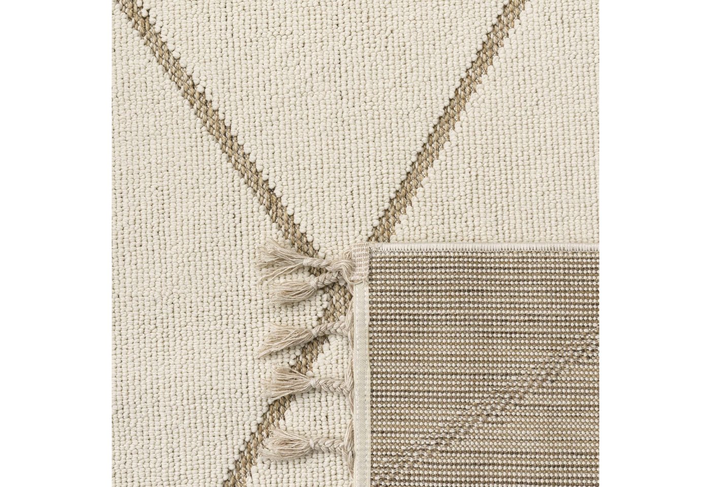KADIMA DESIGN Teppich Geometrisch Wohnzimmer schmutzabweisend Teppich Kurzflor, Läufer, Höhe: 11 mm, Florhöhe: 7 mm, 100% Polypropylen, Rechteckig, 80x150cm, Beige Bild 4