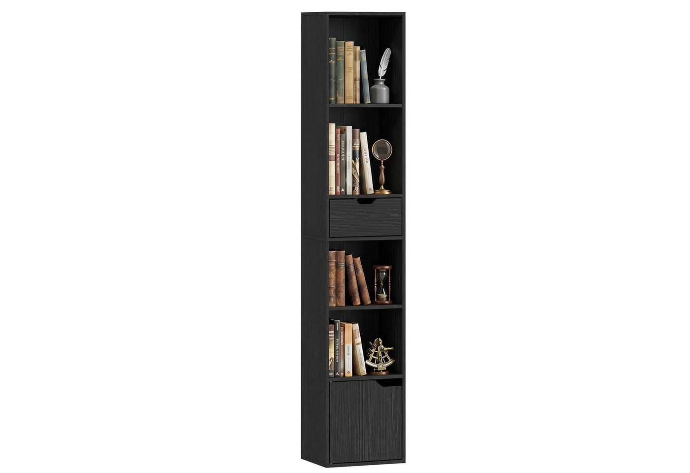 HOMCOM Bücherregal Büroregal mit 6 Ebenen, Set 1-tlg., Verstellbarer Boden, Kippschutz, Schublade Bild 4
