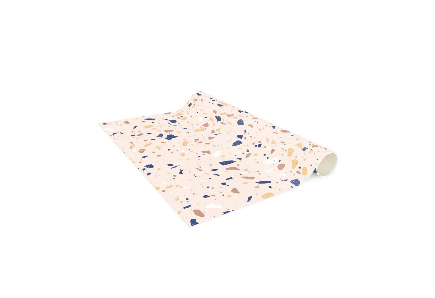 Bilderdepot24 Teppich Vinyl Wohnzimmer Schlafzimmer Flur Küche Muster Terrazzo, rechteckig - beige glatt, nass wischbar (Küche, Tierhaare) - Saugroboter & Bodenheizung geeignet