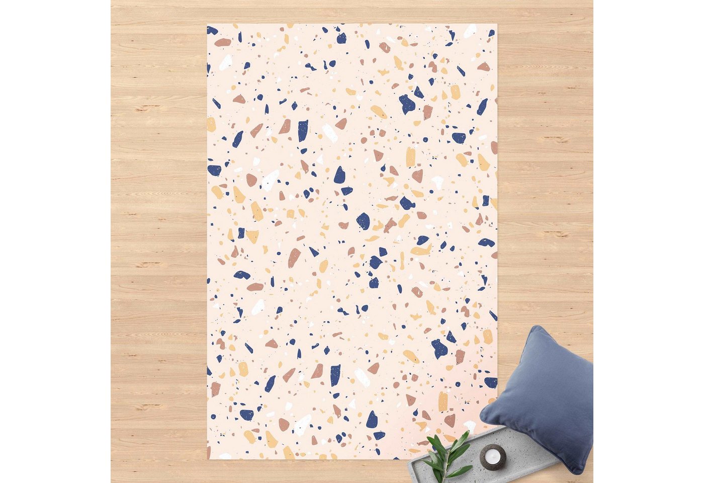 Bilderdepot24 Teppich Vinyl Wohnzimmer Schlafzimmer Flur Küche Muster Terrazzo, rechteckig - beige glatt, nass wischbar (Küche, Tierhaare) - Saugroboter & Bodenheizung geeignet Bild 5