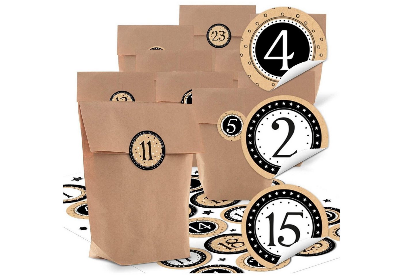 Logbuch-Verlag Aufkleber 24 kleine natürliche braune Papier-Tüten natur Kraftpapier 14 x 22 x Bild 3