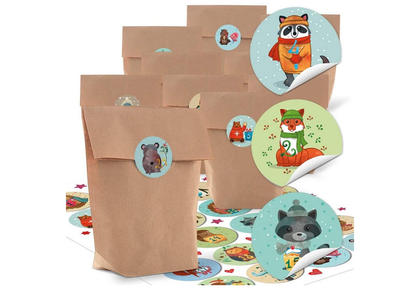 Logbuch-Verlag Aufkleber 24 kleine natürliche braune Papier-Tüten natur Kraftpapier 14 x 22 x Bild 4