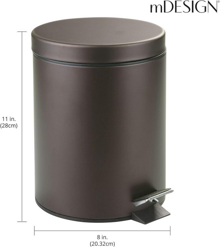 mDesign Badaccessoire-Set mDesign Tretmülleimer Abfalleimer Mülleimer Deckel Inneneimer 5L Met