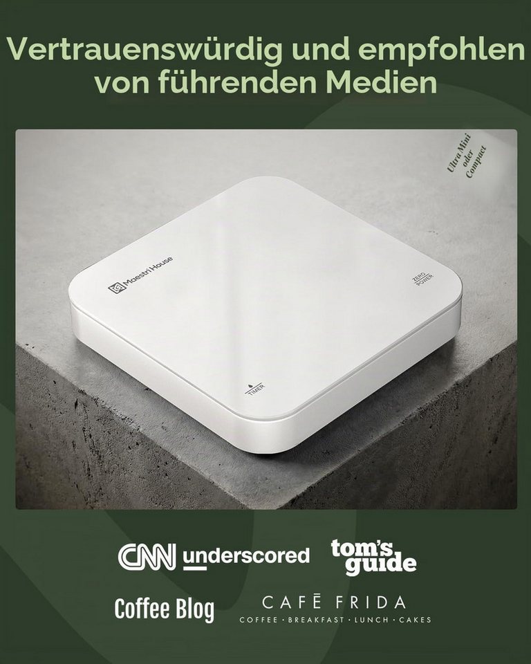Maestri House Küchenwaage K112 Espressowaage mit Auto-Timer, 0,1 g / 2 kg, (1-tlg., Glasoberfläche für Espresso und Pour Over), Touch-Bedienung, USB-C, Tara, Stummschaltung Bild 2
