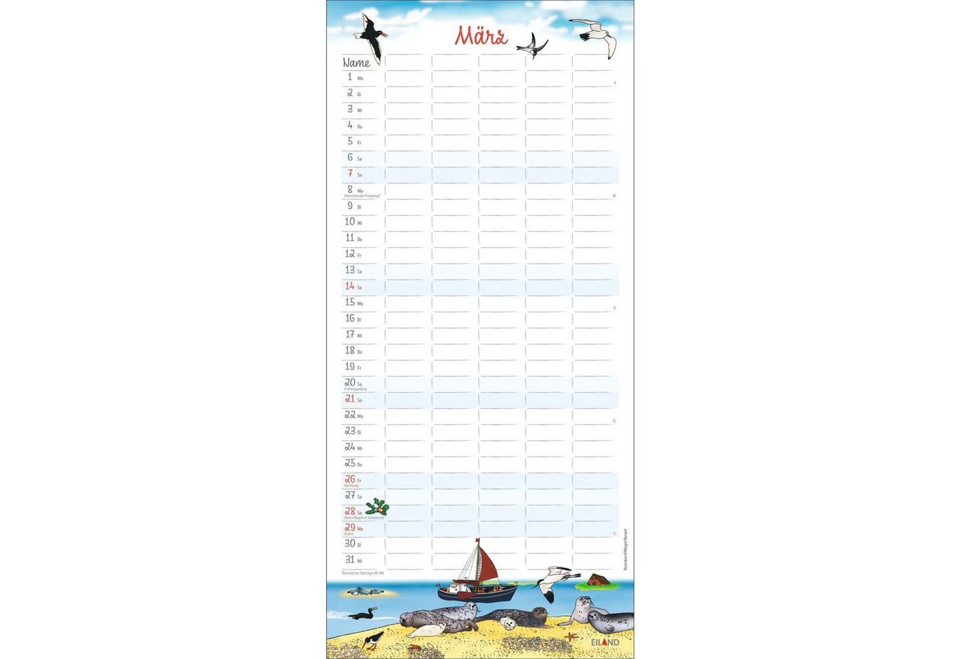 Wandkalender An der Waterkant Familienplaner 2027 - Margret Bernard