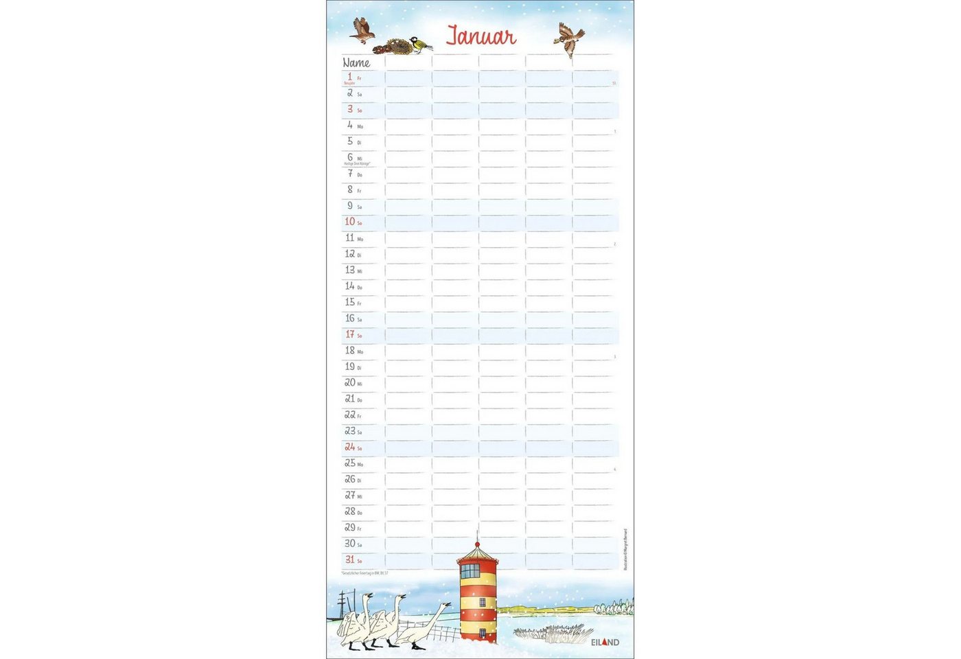 Wandkalender An der Waterkant Familienplaner 2027 - Margret Bernard Bild 4