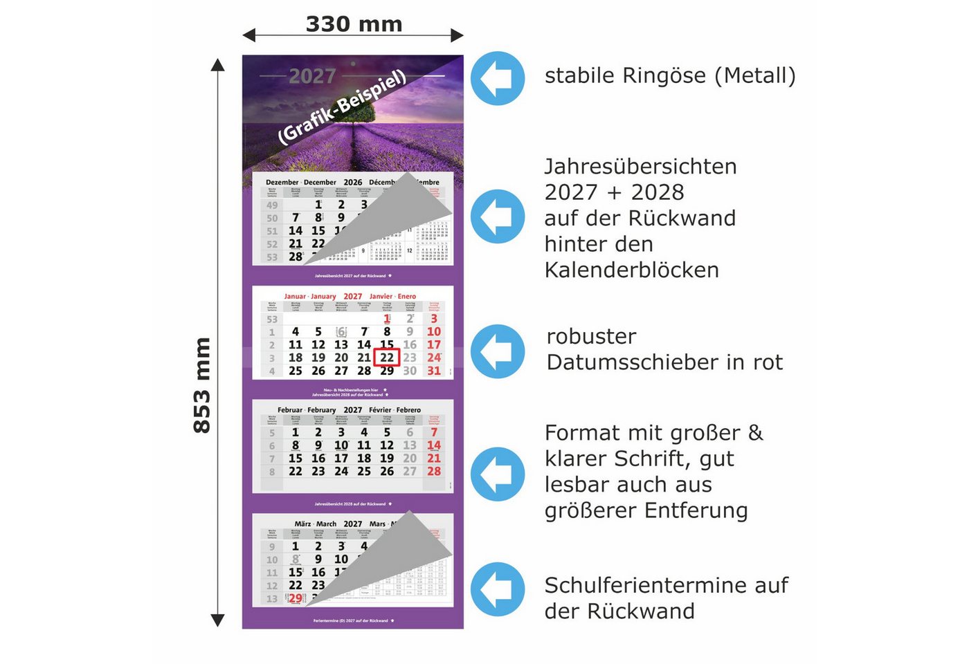 Anschütz Wandkalender Kombi 4-Monatskalender 2027
