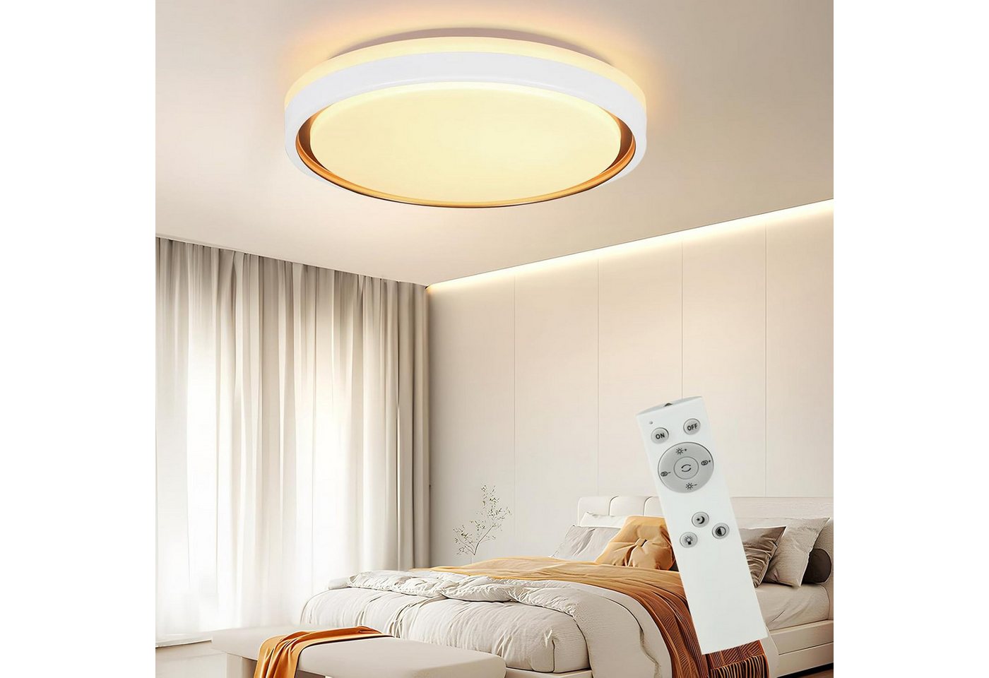 ZMH LED Deckenleuchte Wohnzimmer Ø30CM Dimmbar mit Fernbedienung Modern Deckenlampe Flur, Einfache Installation, LED fest integriert, 3000-6500K, CCT Flurlampe Modern Quadratisch für Küche Bild 4