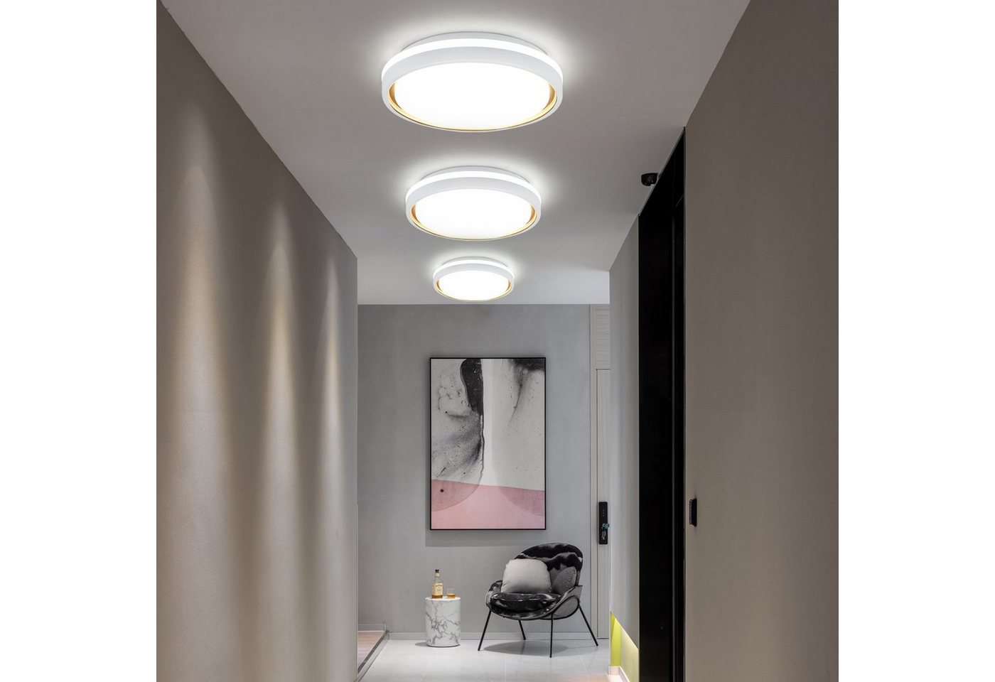ZMH LED Deckenleuchte Wohnzimmer Ø30CM Dimmbar mit Fernbedienung Modern Deckenlampe Flur, Einfache Installation, LED fest integriert, 3000-6500K, CCT Flurlampe Modern Quadratisch für Küche Bild 5