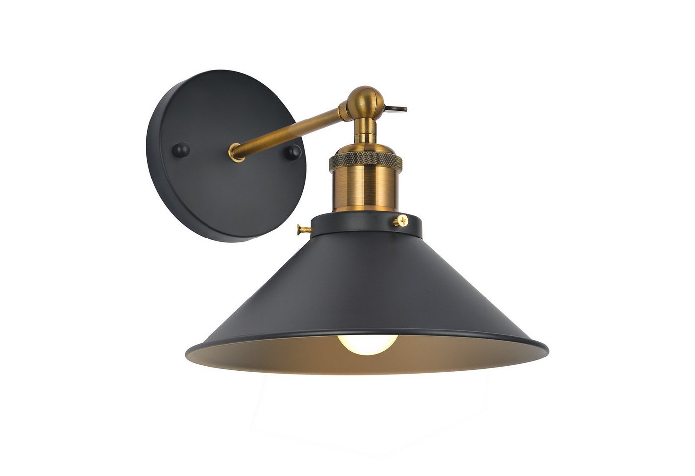 Riserva Wandleuchte Wandleuchte innen Vintage Schwarz-Gold, E27, ohne Leuchtmittel Bild 4