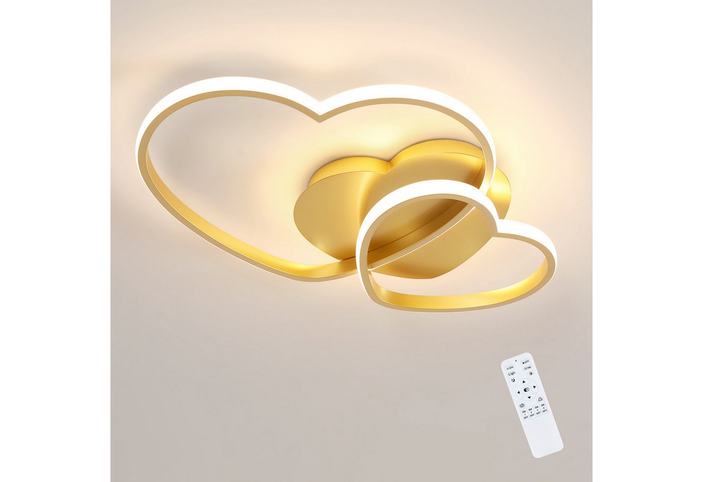 Riserva LED Deckenleuchte LED Deckenleuchte Herz Gold 39W, dimmbar, 3000K–6500K, Fernbedienung Bild 3