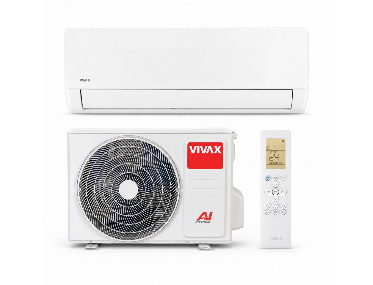 Vivax Split-Klimagerät A++ Split Klimaanlage für Wohnung ohne Abluftschlauch kühlen & Heizen, Selbstreinigung, Entfeuchtungsfunktion, ECO-Funktion, Staubfilter Bild 4