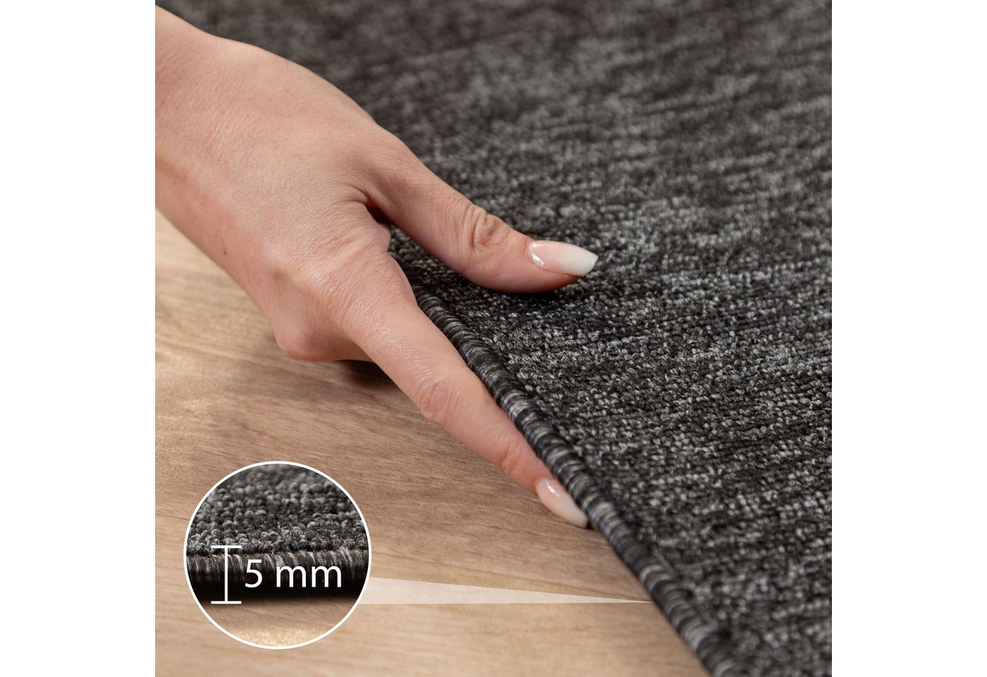 SIMPEX24 Teppich Unicolor - Einfarbig, Rund, Höhe: 7 mm, Kurzflor Schlingen Teppich Wohnzimmer Einfarbig Modern Teppiche Bild 3
