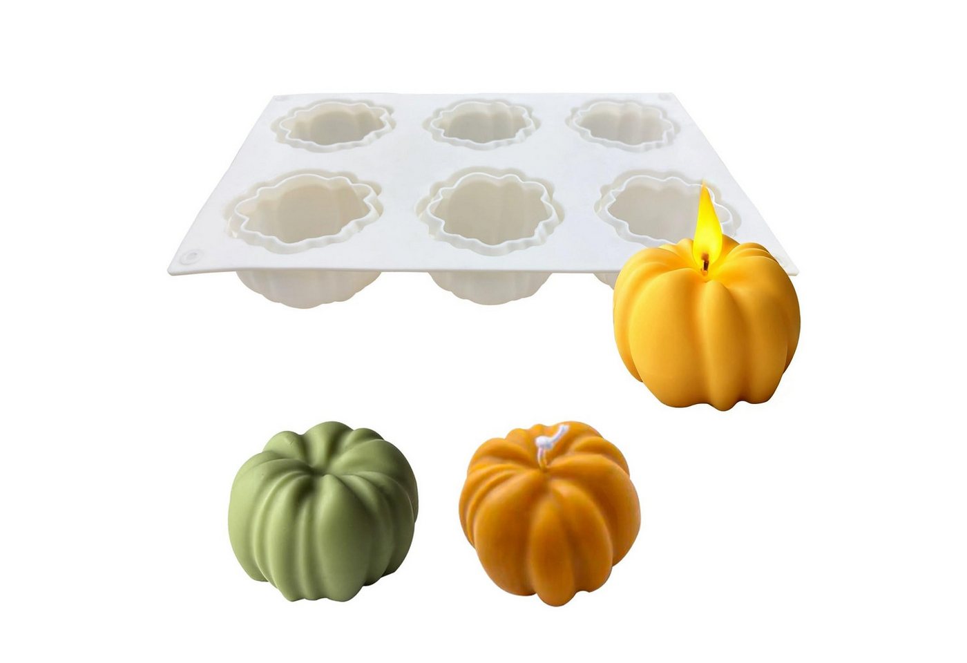 Diwzbyn Silikonform Kürbis-Kerzenformen, Halloween Silikon Halloween Kürbis, (1-tlg), Für die Kerzenherstellung, Seifenform für Halloween-Dekoration