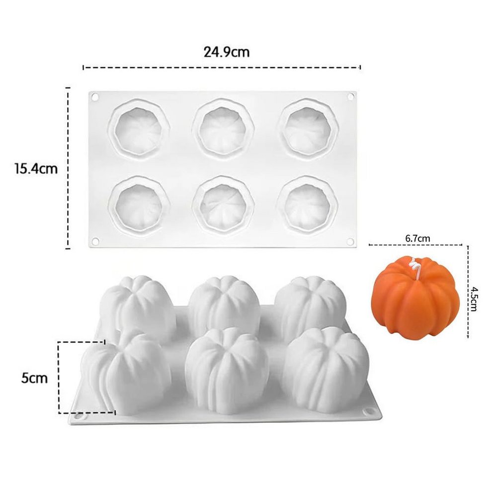Diwzbyn Silikonform Kürbis-Kerzenformen, Halloween Silikon Halloween Kürbis, (1-tlg), Für die Kerzenherstellung, Seifenform für Halloween-Dekoration Bild 4
