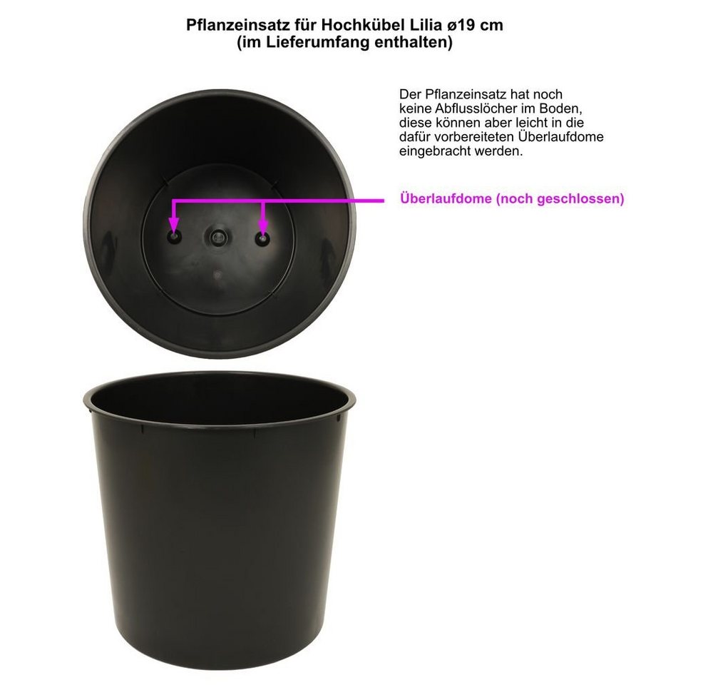 Heimwerkercenter Übertopf MePla - Hochkübel Lilia -ø14cm / H=26cm - anthrazit Bild 5