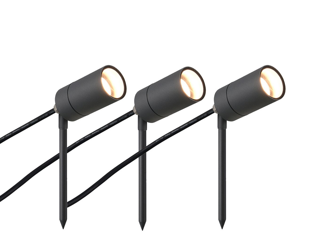 Reality Leuchten LED Gartenstrahler 3er SET mit Erdspieß & 2 Meter Kabel, LED wechselbar, warmweiß, Außenstrahler Gartenbeleuchtung mit Strom Baumstrahler Gartenlampe-n Bild 5