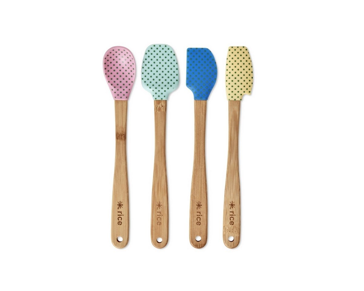 rice Teigschaber Silikon-Schaber Set 4-teilig Bambus Küchenhelfer bunt 21 cm