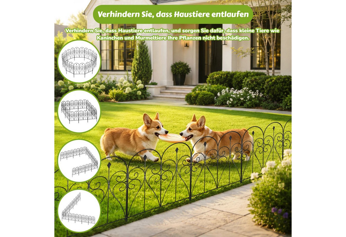 BlingBin Gartenzaun 5/10 Stück Dekorativer Metallzaun für Garten, 81x60 cm Blumenzaun, (10er Set, 10-St., Gartenbegrenzung, Drahtzaun, Außenzäune), Outdoor Gartenpaneel für Terrasse & Blumenbeet, Rostfrei Tierbarriere