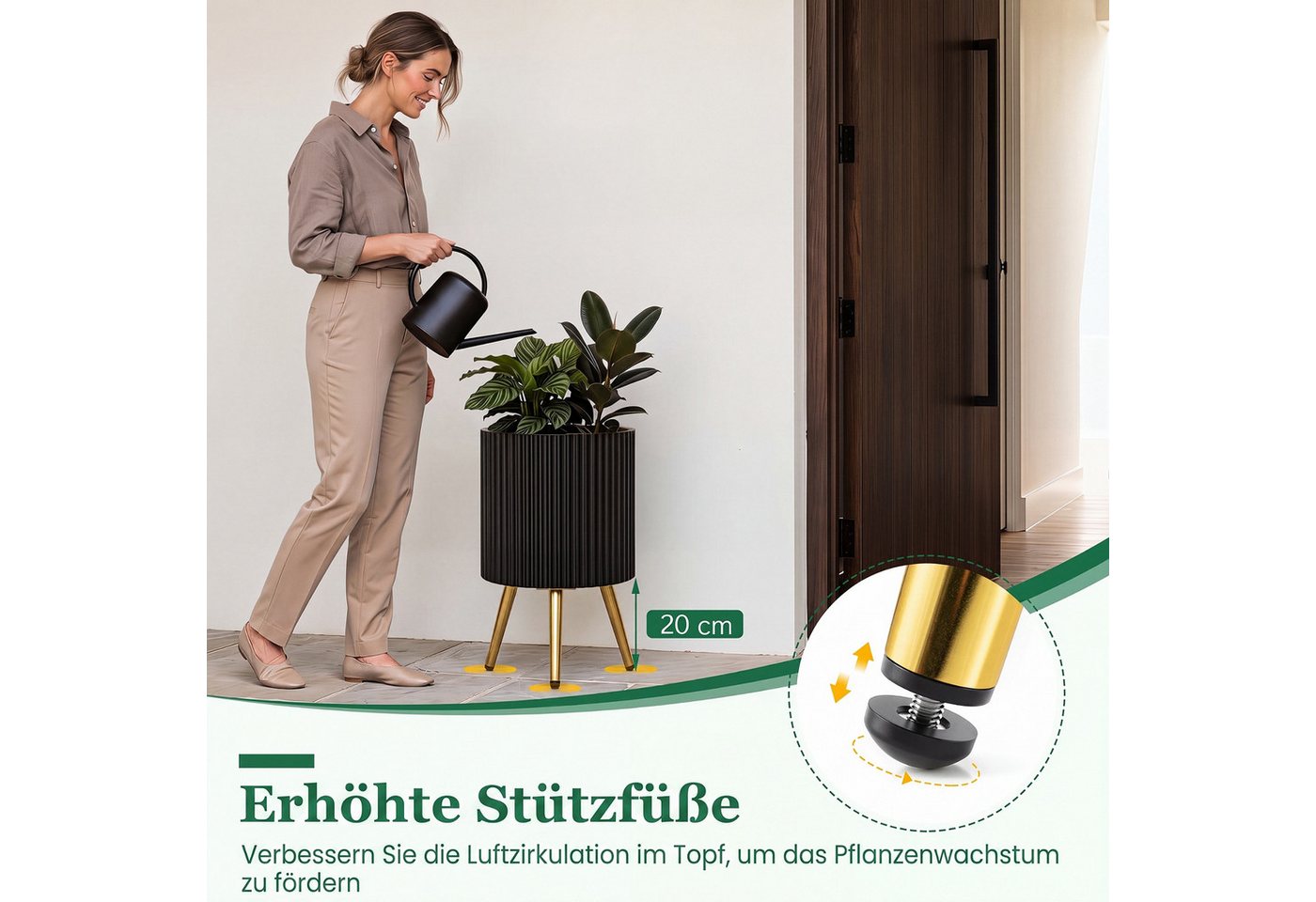 COSTWAY Blumentopf, groB drauBen, Blumenkübel mit Drainagelöchern Bild 3