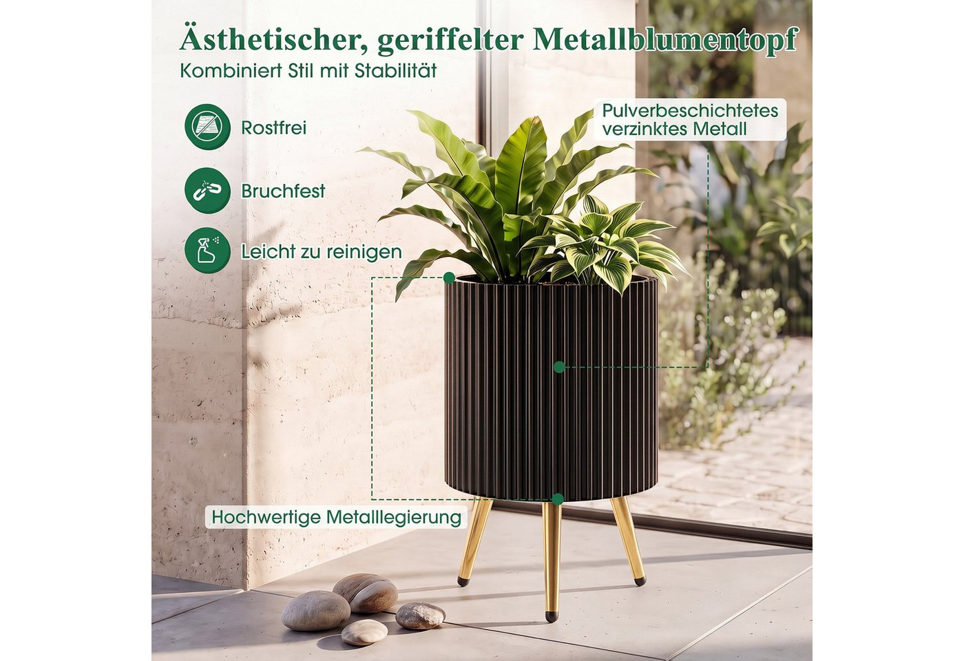 COSTWAY Blumentopf, groB drauBen, Blumenkübel mit Drainagelöchern Bild 5