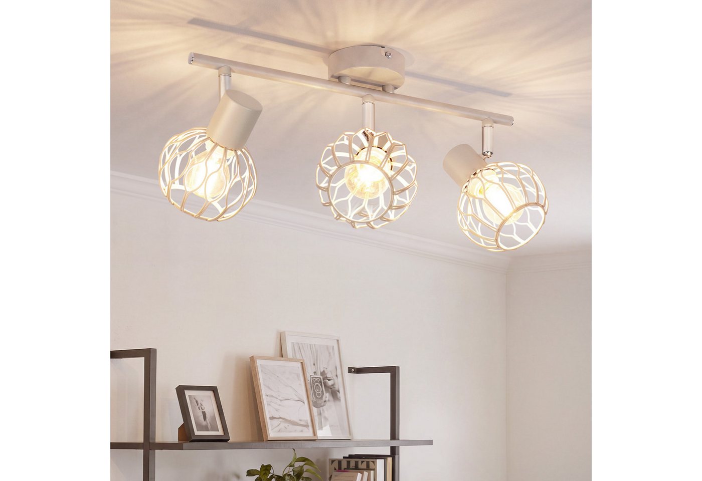 ZMH Deckenleuchten 3 Flammig Deckenlampe E14 Metall 350° Schwenkbar Wohnzimmer, ohne Leuchtmittel, Moderne graue Küchenleuchte, Deckenspot, Flurleuchte Bild 2