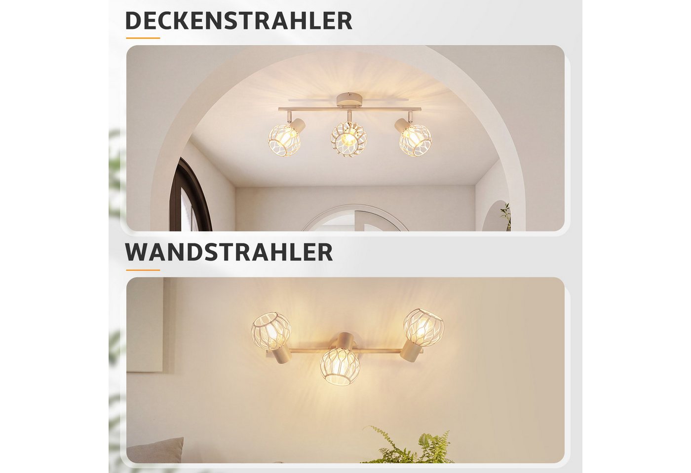 ZMH Deckenleuchten 3 Flammig Deckenlampe E14 Metall 350° Schwenkbar Wohnzimmer, ohne Leuchtmittel, Moderne graue Küchenleuchte, Deckenspot, Flurleuchte Bild 4