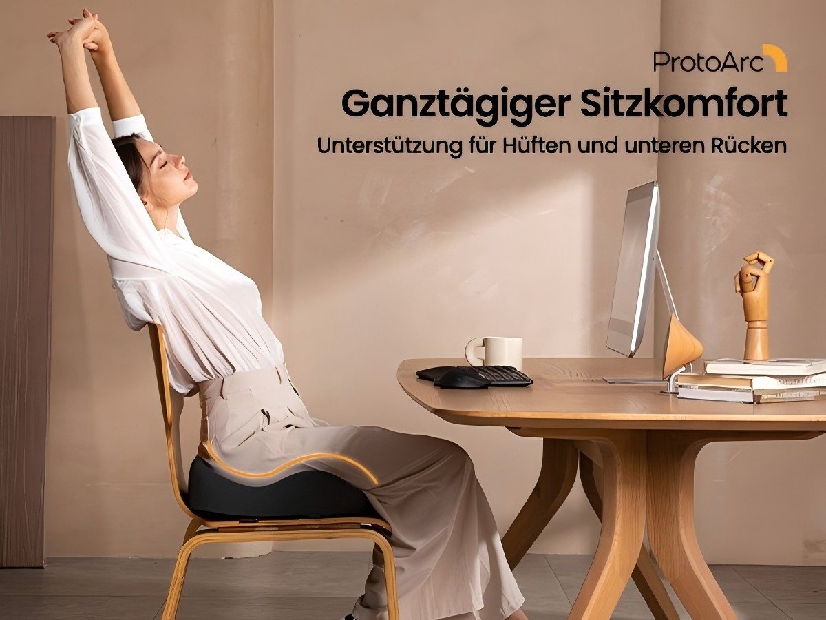 ProtoArc Sitzkissen Ergonomisches Sitzkissen, U-Design, Memory Foam fürs Büro, reduziert direkten Druck im Steißbeinbereich Bild 5