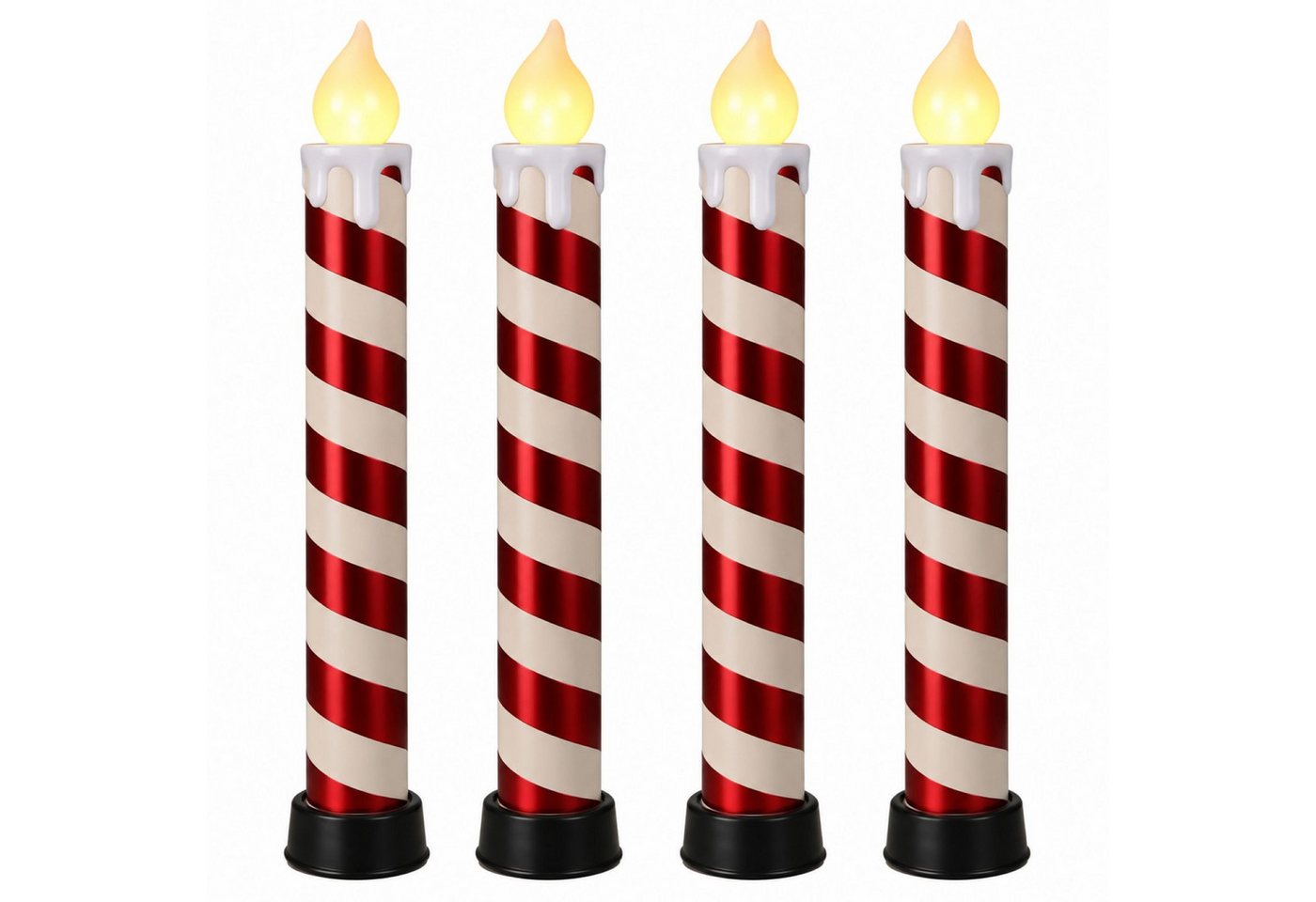 BURI Kugelleuchte XXL Zuckerstange Kerze 4x Candy Kerze LED beleuchtet Weihnachtsdeko Bild 3