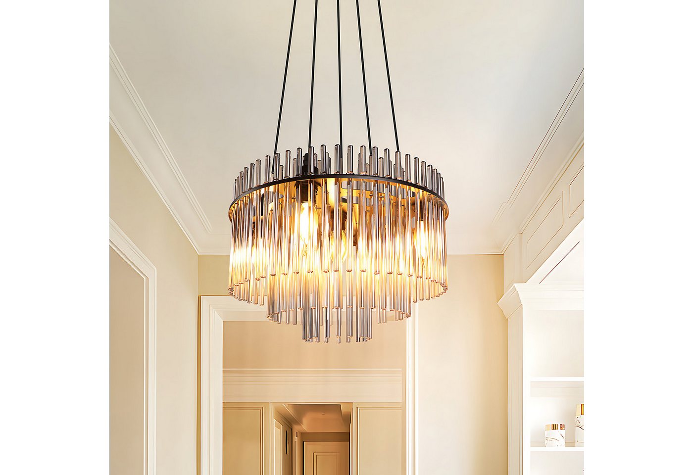 ZMH Pendelleuchte E27 2/3/5 Flammig Hängeleuchte Esstisch Hängelampe Küche, ohne Leuchtmittel, E14,höhenverstellbar, für Esszimmer Bar, Hotel Bild 2