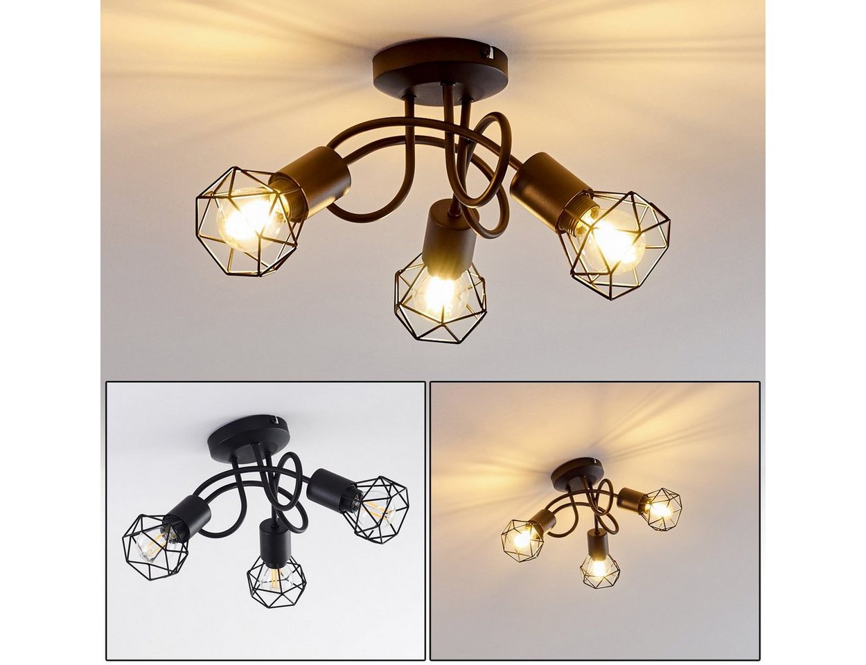 hofstein Deckenleuchte Decken Lampen schwarz Wohn Schlaf Zimmer Raum Leuchten verstellbar