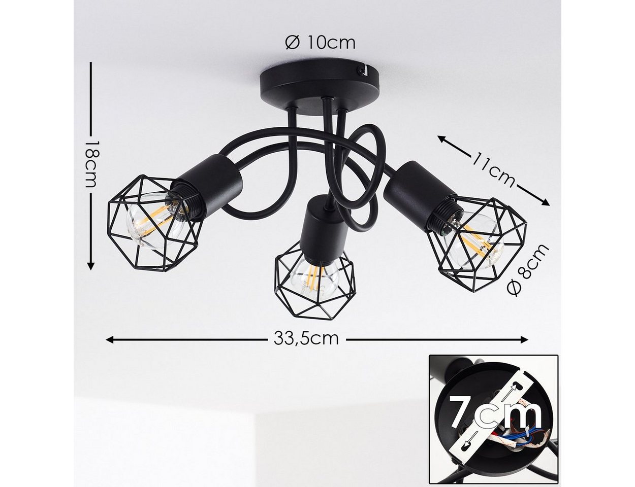 hofstein Deckenleuchte Decken Lampen schwarz Wohn Schlaf Zimmer Raum Leuchten verstellbar Bild 2