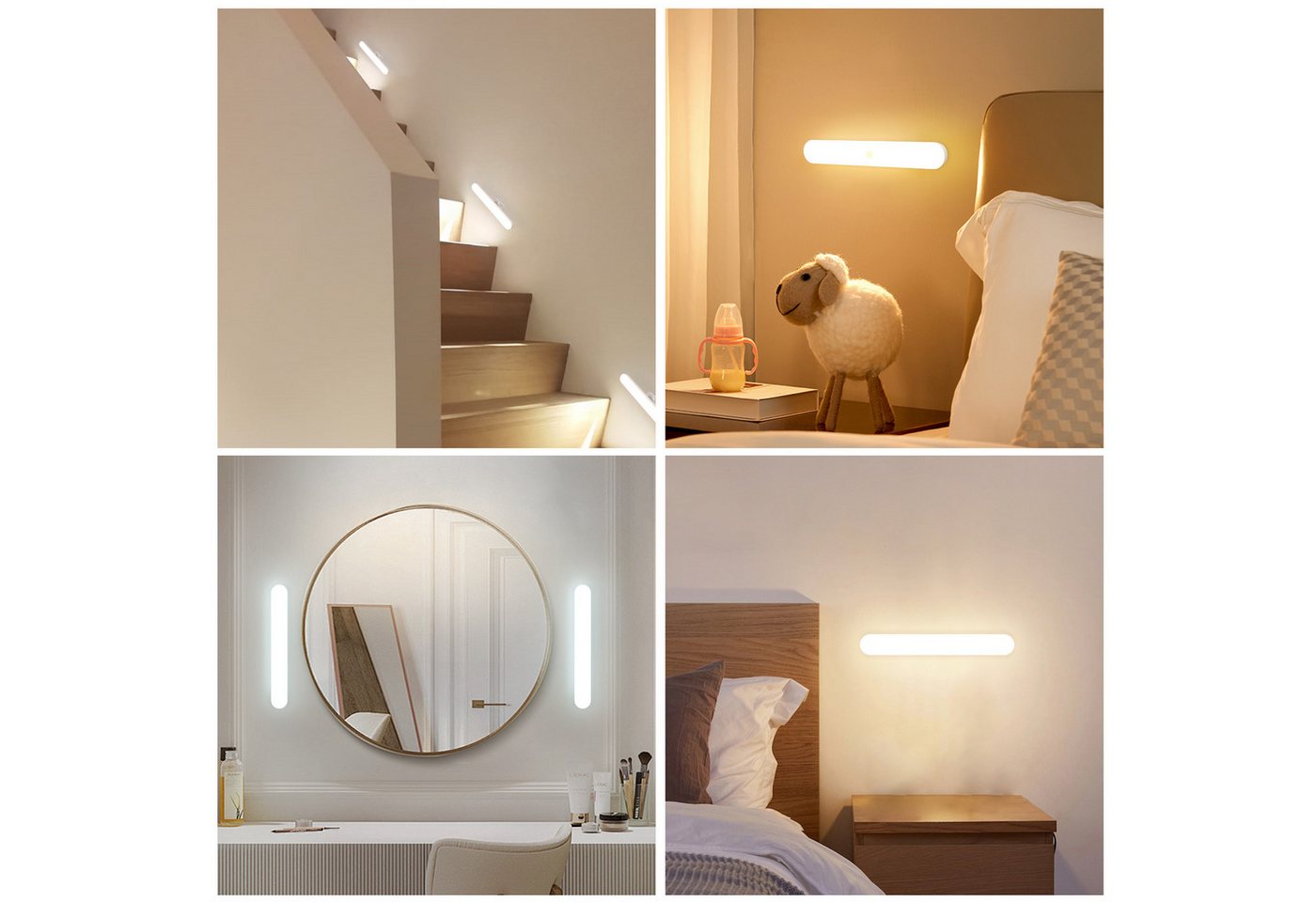 ZMH LED Unterbauleuchte Innen Dimmbar Unterbauleuchte 24CM Nachtlicht Akku Kabellos Flur, Vielseitig Einsetzbar, LED fest integriert, 3000-6500K, Mit Bewegungsmelder Unterschrank Beleuchtung für Spiegel Bild 2