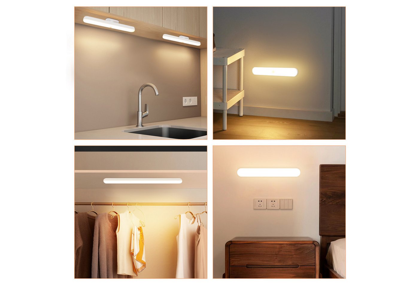 ZMH LED Unterbauleuchte Innen Dimmbar Unterbauleuchte 24CM Nachtlicht Akku Kabellos Flur, Vielseitig Einsetzbar, LED fest integriert, 3000-6500K, Mit Bewegungsmelder Unterschrank Beleuchtung für Spiegel Bild 4