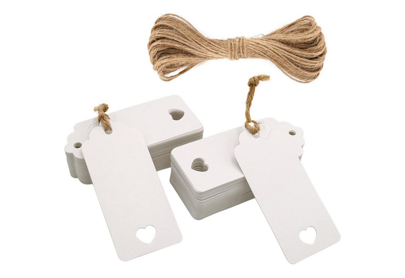 LuxusKollektion Packpapier Geschenkanhänger Kraftpapier Juteschnur Hochzeit Taufe Weiß 50 Stück Bild 2