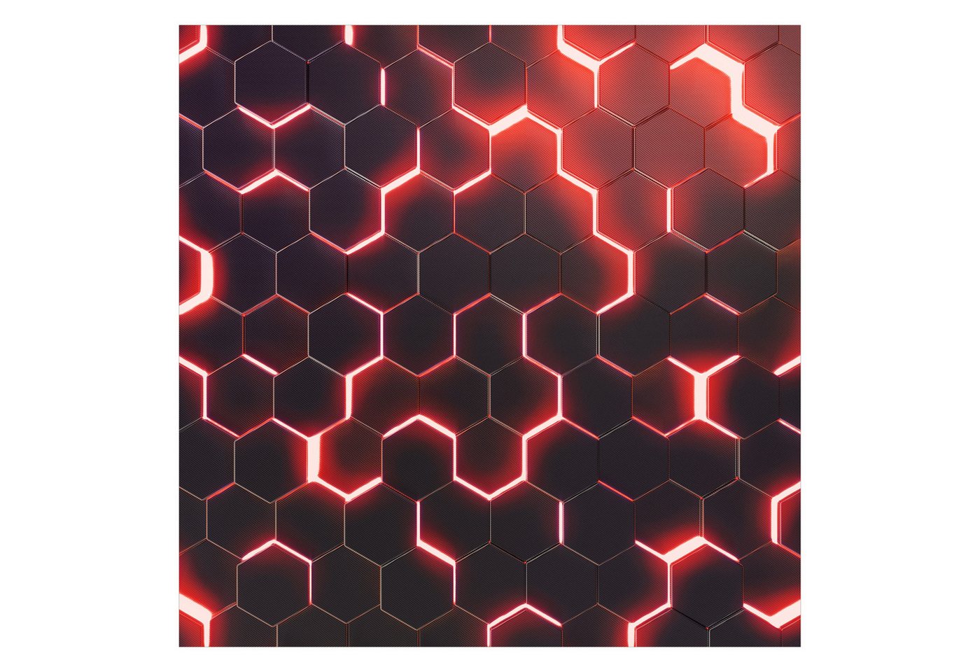 Bilderdepot24 Mustertapete Hexagone Neonlicht Rot 3D-Optik Muster Neon Art Gaming schwarz modern, Glatt, Matt, (Vliestapete inkl. Kleister oder selbstklebend), Jugendzimmer Gaming Zimmer Tapete Wohnzimmer Vliestapete Wandtapete Bild 5