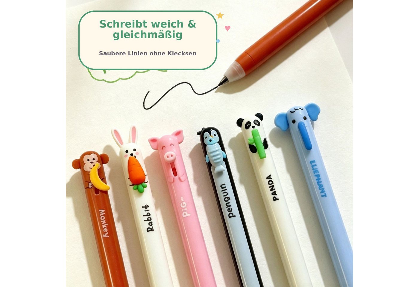 JASLIFE Gelroller Radierbare Gelstifte 6er-Set, Geschenk für Schüle,Erasable Pen