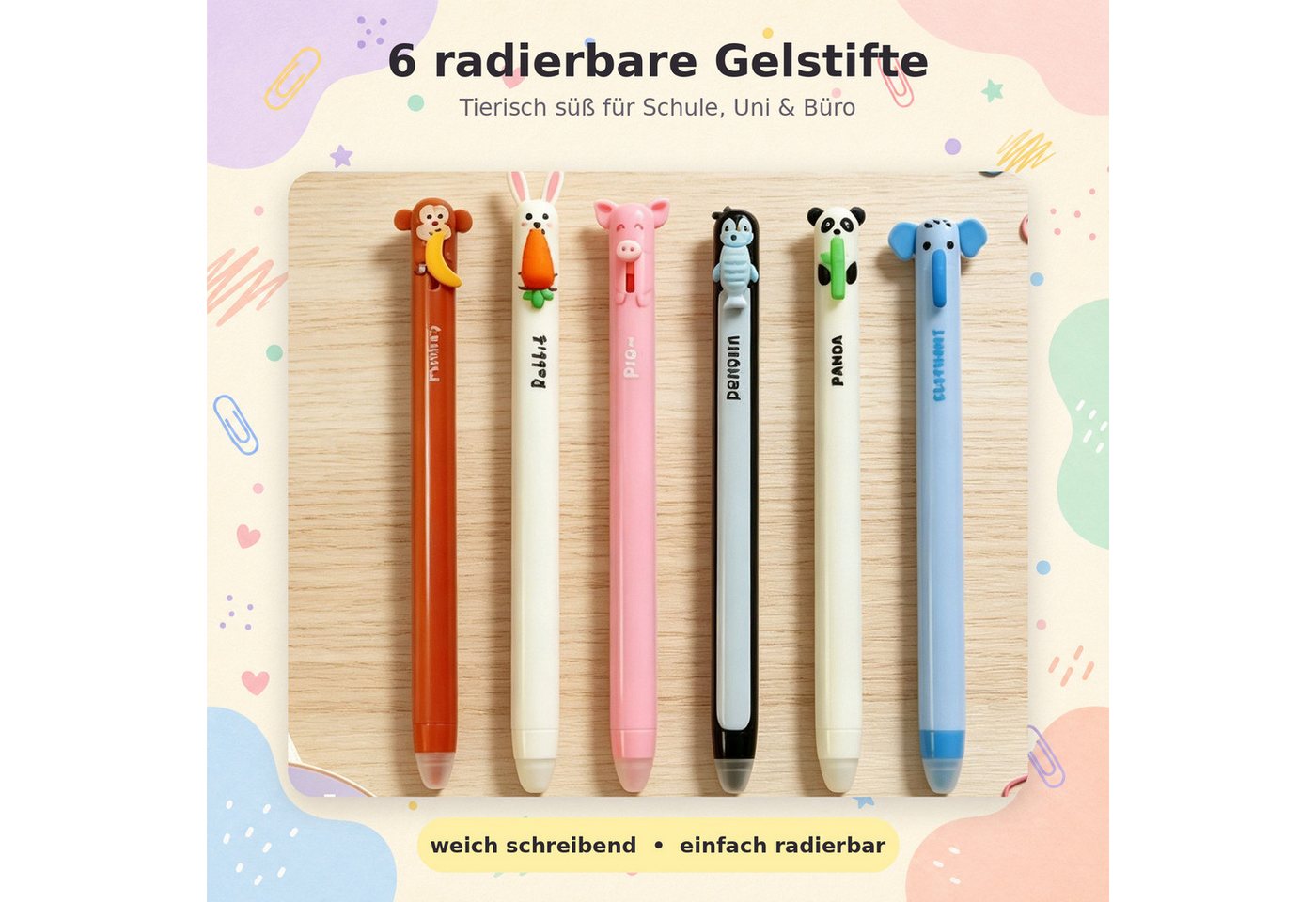 JASLIFE Gelroller Radierbare Gelstifte 6er-Set, Geschenk für Schüle,Erasable Pen Bild 3
