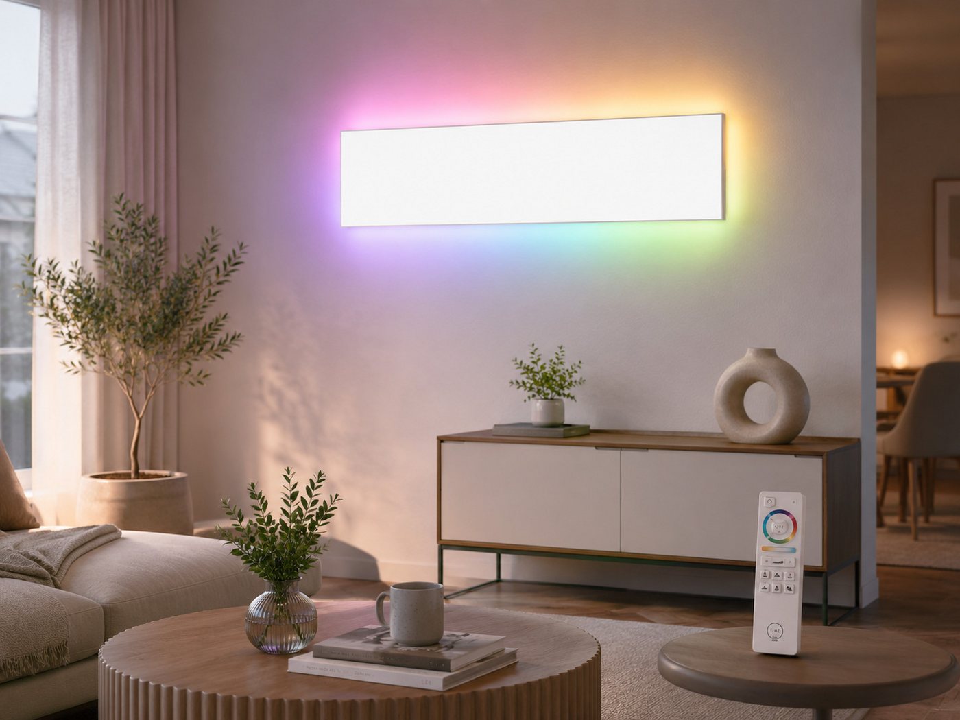 tint LED Deckenleuchte Deckenlampe Decken Panel RGB Decken Wandleuchte mit FB 120x30, LED Panelleuchte Farbwechsel Lampe Wohnzimmerlampe Flurleuchte Bild 3
