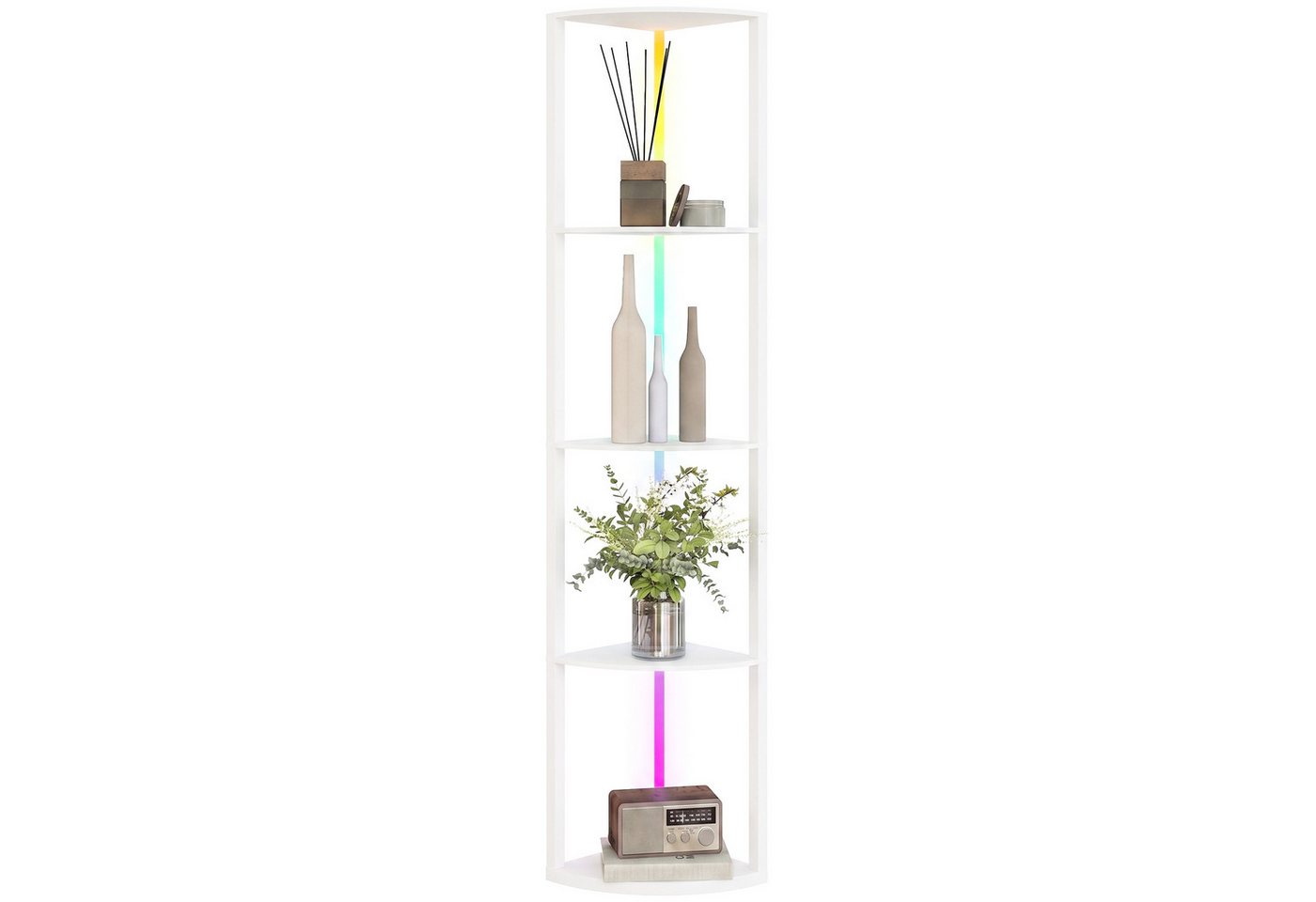 HOMCOM Stehlampe LED 5-stufig dimmbare Stehleuchte mit Regal, RGB Farbwechsel, RGB-Beleuchtung, Fernbedienung, LED, RGB, RGB-LED, Fernbedienung, 5 Ablagen